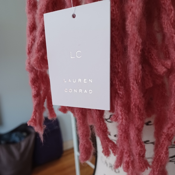 Lauren Conrad Womens Coral Pink Cozy Soft Warm Blanket Scarf - Picture 4 of 5